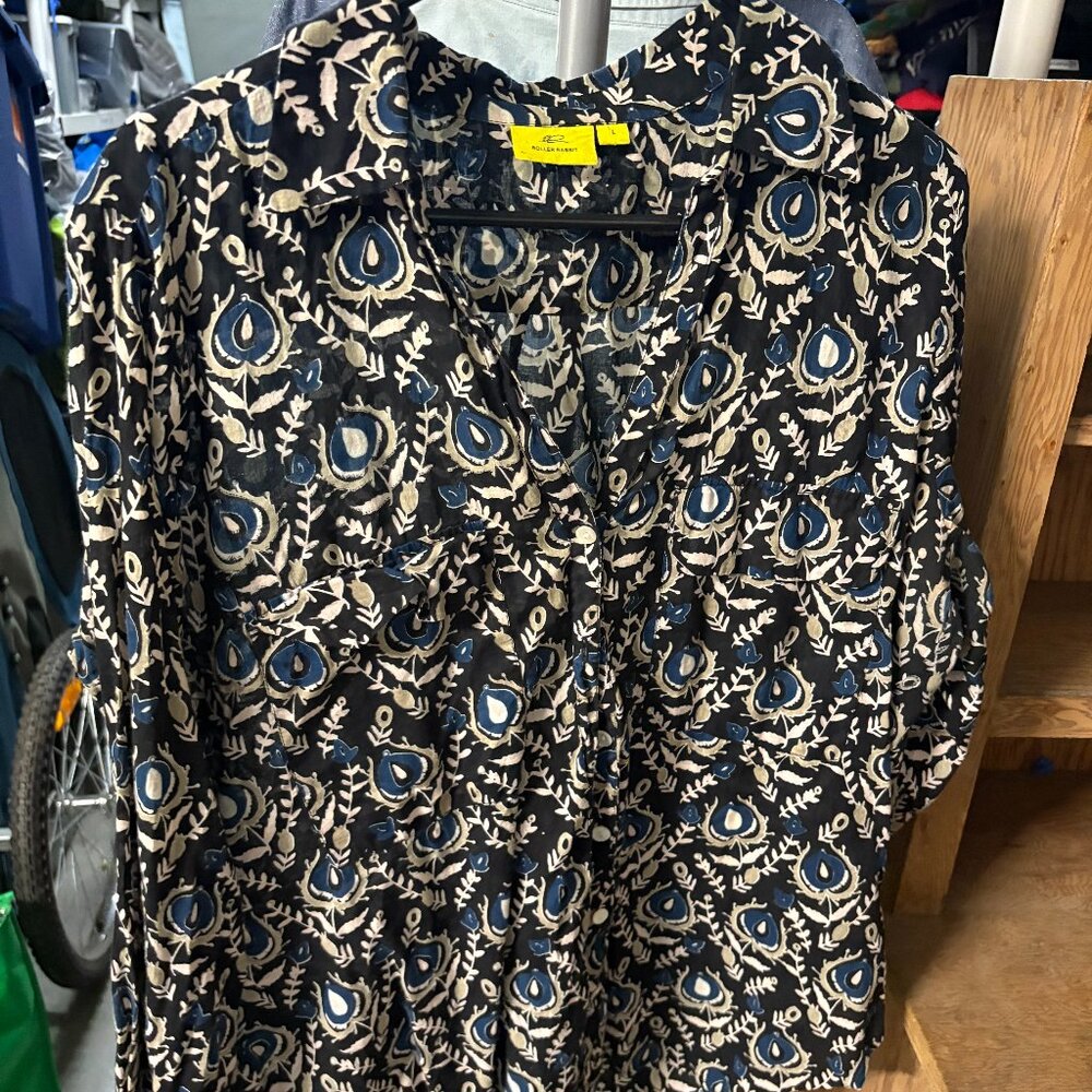 Roller Rabbit Button-Down Top, Size L - image 1